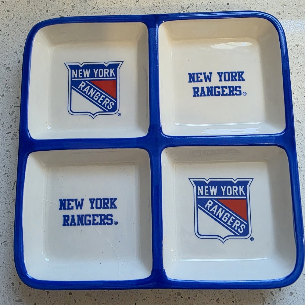 New York Rangers Ceramic 4 Section Tray NHL NY The Memory Company